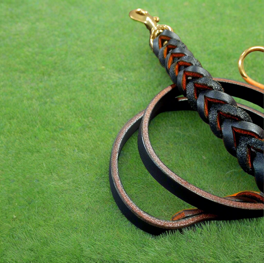 4'× 1/2' Black and burnt orange leash