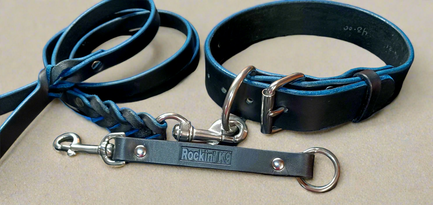 5/8' blue on black leash