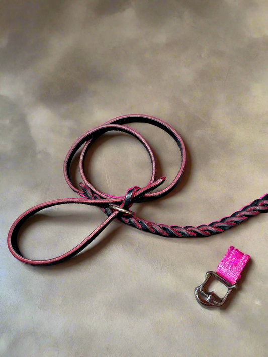 5'8 long braided pink and black leash