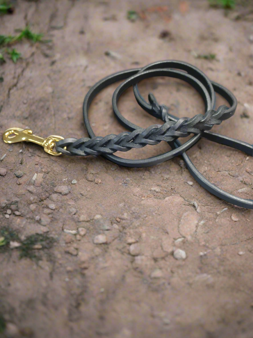 3/8' × 5 black braided leash