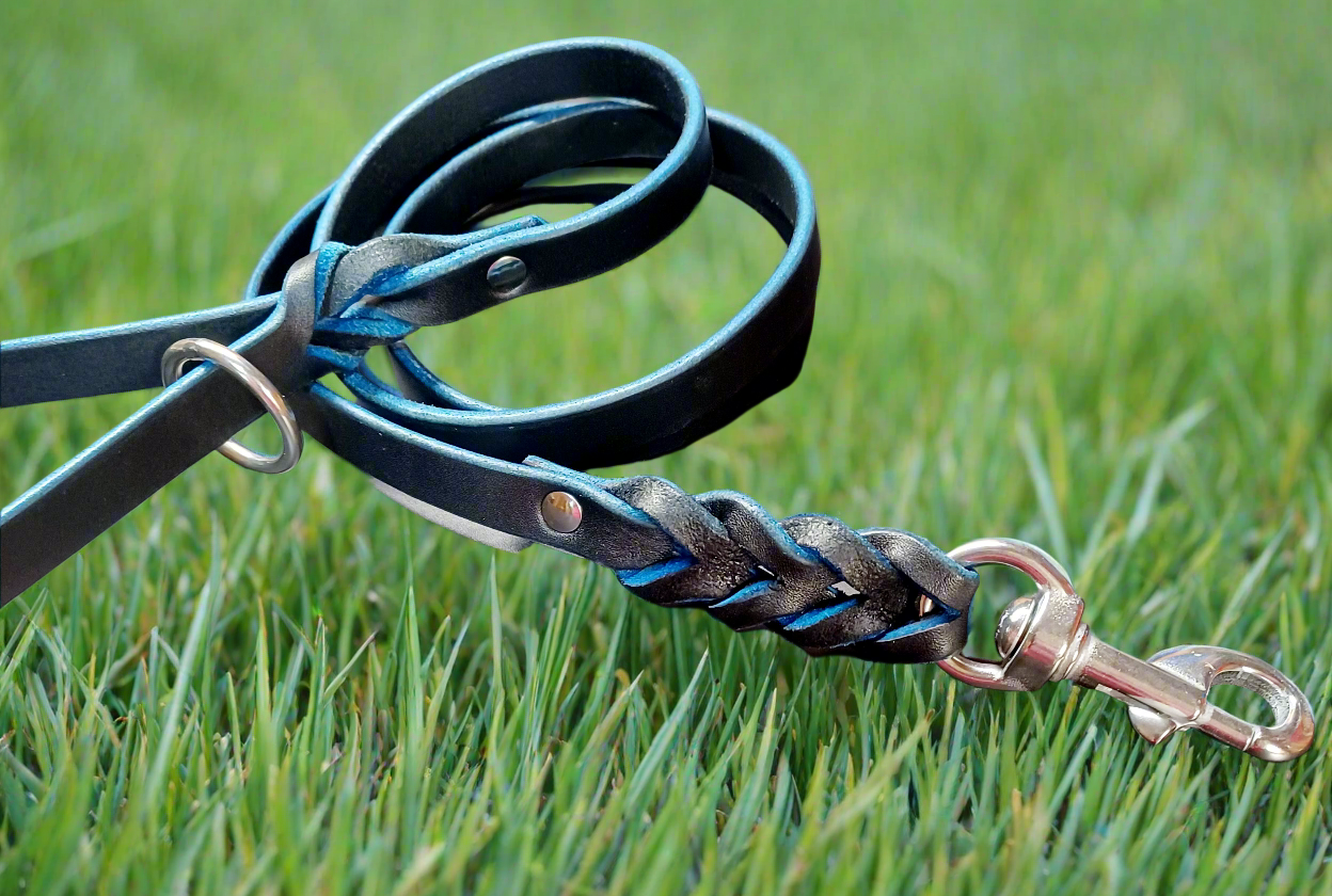 5/8' blue on black leash